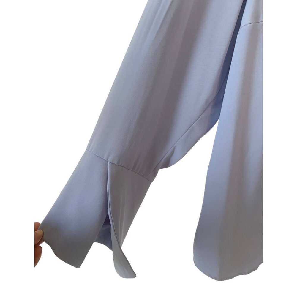 Eloquii Baby Blue Choker-Neck Bell Sleeve Ruffle Front Women's Blouse Size 18 - Picture 4 of 7